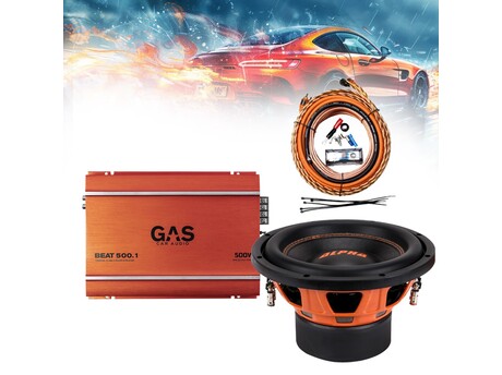 GAS-1CHPACK6 Πλήρες ηχοσύστημα μπάσου 10” Gas Audio και δώρο kit καλωδίωσης