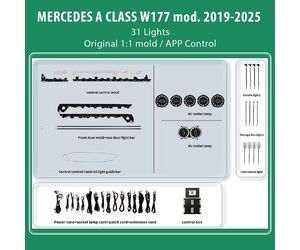 DIQ AMBIENT MERCEDES A BC14M3 (Digital iQ Ambient Light Kit for MERCEDES A CLASS W177 mod. 2019-2025, 31 Lights)