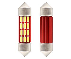 Amio – Λαμπάκια Πλαφονιέρας LED 39mm C5W C10W 12/24V 2.2W 5600K 14xSMD 4014 CANBUS για Ισχυρό Φωτισμό Εσωτερικού – Σετ 2 Τεμ. (01633/AM)