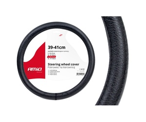 Amio - Κάλυμμα Τιμονιού Τύπου Swc-16 διάσταση 39-41cm υλικό Δερματίνη χρώμα Μαύρο μέγεθος L για Επιβατικά Αυτοκίνητα - 1 τεμ. (01383/AM)