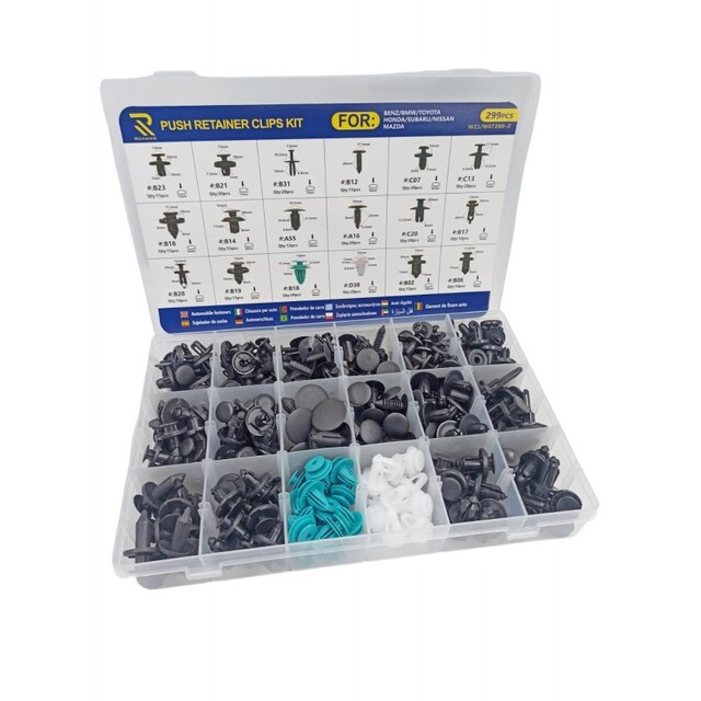 RCHANG ΠΛΑΣΤΙΚΑ PUSH PIN CLIPS ΑΥΤΟΚΙΝΗΤΟΥ ΣΕΤ 299ΤΜΧ W07280-2