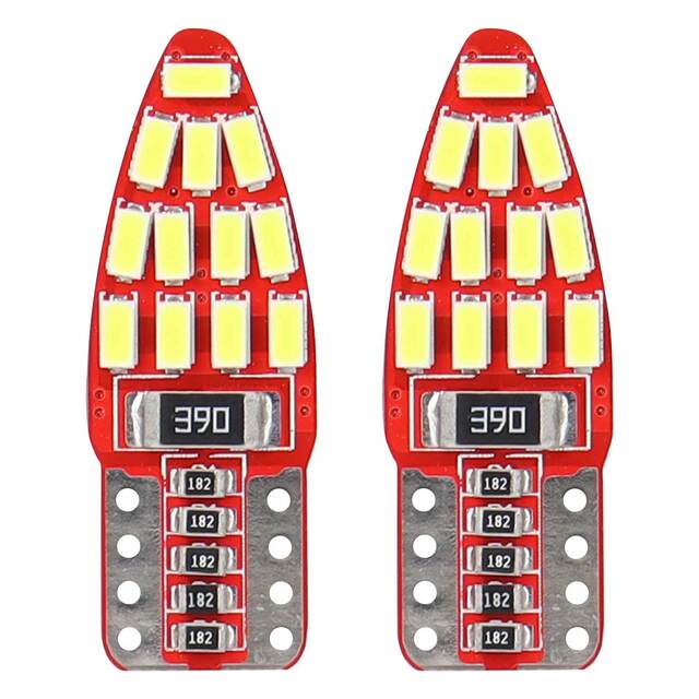 Amio - Λάμπες LED T10 W5W 12V W2.1x9.5d Λευκό Φως 5600K με 24 SMD 3014HP CAN-BUS Καρφωτές για Φώτα Θέσης Πινακίδας και Εσωτερικού Φωτισμού Αυτοκινήτου - 1 σετ (01285/AM)