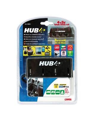 Αντάπτορας Αναπτήρα Τριπλός με 4 USB 12/24V με καλώδιο 85cm