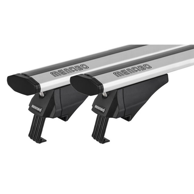 MENABO ΜΠΑΡΕΣ ΟΡΟΦΗΣ ΑΛΟΥΜΙΝΙΟΥ BLADE M SILVER 118 cm ΜΕ ΑΚΡΑ ALFA HIGH ΓΙΑ Dacia Duster I 5 doors 2013>2018 ΜΕ RAISED RAILS - 2 ΤΕΜ. (12920/MB)