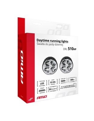 Amio – Στρογγυλά Φώτα Ημέρας DRL LED 12/24V 800Lm για Αυξημένη Ορατότητα & Ασφάλεια σε Αυτοκίνητο & Φορτηγό – Σετ 2 Τεμ. (01524/AM)