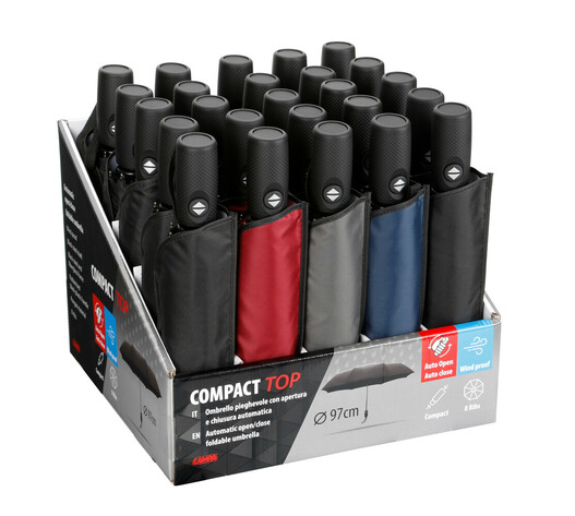 ΟΜΠΡΕΛΕΣ COMPACT TOP Φ97cm ΑΝΤΙΑΝΕΜ ΑΥΤΟΜΑΤΟ ΑΝΟΙΓΜΑ/ΚΛΕΙΣΙΜΟ ΔΙΑΦΟΡΑ ΧΡΩΜΑΤΑ 31x31x24cm ΣΤΑΝΤ - 25 ΤΕΜ