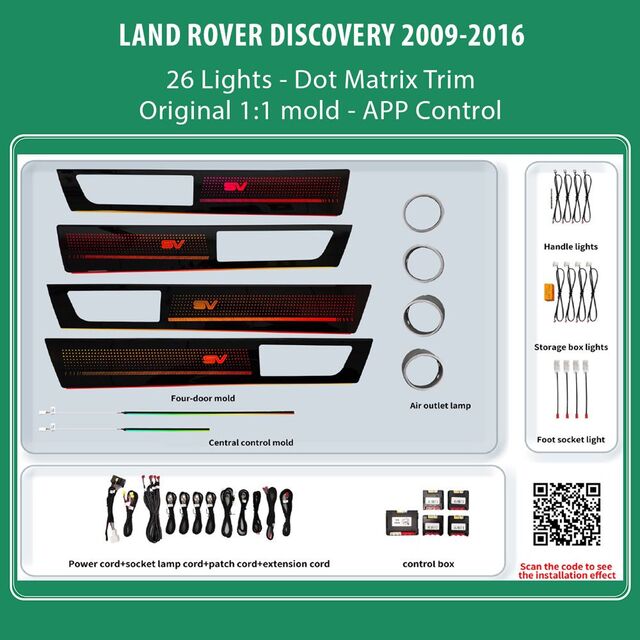 DiQ AMBIENT LAND ROVER DISCOVERY LR11M26 (Digital iQ Ambient Light for LAND ROVER DISCOVERY mod. 2009-2016 with 26 Lights, Dot Matrix)
