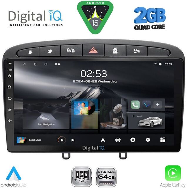 DIGITAL IQ RSD 1513BL_CPA (9inc) MULTIMEDIA TABLET for PEUGEOT 308 mod. 2007-2012 - RCZ mod.2009-2015 (BLACK)
