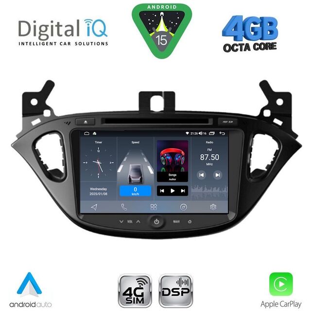 DIGITAL IQ BLG 421_CPA (8” DECK) MULTIMEDIA SYSTEM for OPEL ADAM - CORSA E mod. 2014-2022