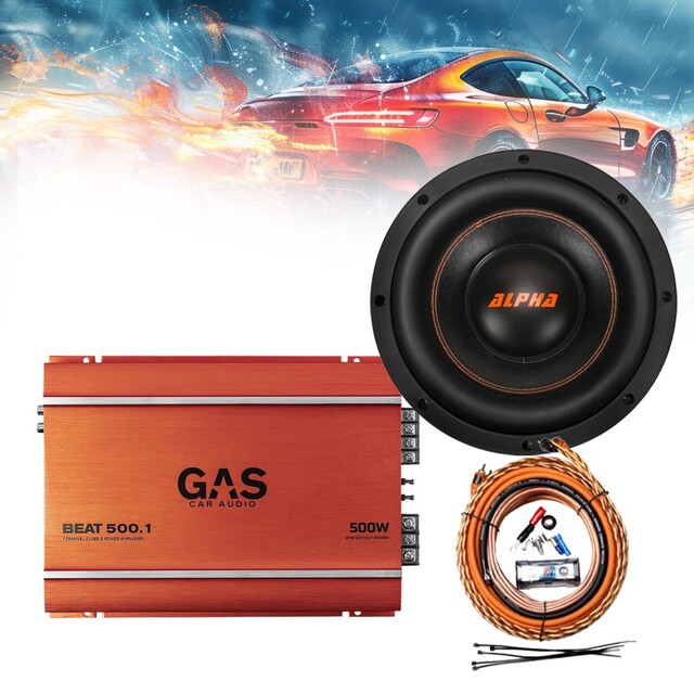 GAS-1CHPACK8 Πλήρες ηχοσύστημα μπάσου 8” Gas Audio και δώρο kit καλωδίωσης