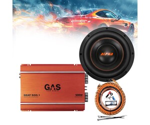 GAS-1CHPACK8 Πλήρες ηχοσύστημα μπάσου 8” Gas Audio και δώρο kit καλωδίωσης