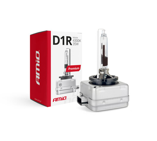 Amio - Λάμπα Xenon D1R 4300K 35W 12V Premium για αντικατάσταση εργοστασιακών και aftermarket xenon με φυσικό φωτισμό και σταθερή απόδοση με ενσωματωμένο igniter - 1 Τεμ. (01966/AM)