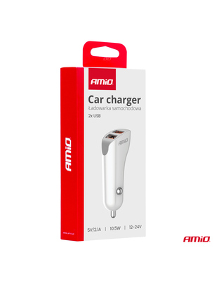 Amio - ΦΟΡΤΙΣΤΗΣ ΑΝΑΠΤΗΡΑ 12/24V ΜΕ 2 ΘΥΡΕΣ 2xUSB 10.5W 5V/2.1A ΛΕΥΚΟ - 1 Τεμ. (03874/AM)