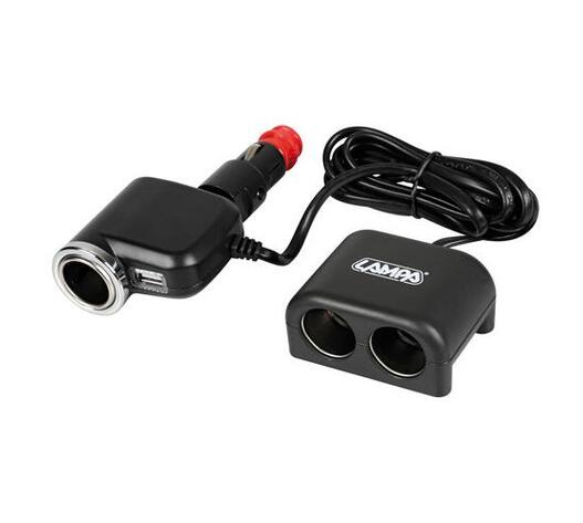 ΑΝΤΑΠΤΟΡΑΣ ΑΝΑΠΤΗΡΑ 3 ΘΕΣΕΩΝ+USB 10A ΜΕ ΚΑΛΩΔΙΟ 200cm 12/24V DUO 3in1