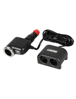 ΑΝΤΑΠΤΟΡΑΣ ΑΝΑΠΤΗΡΑ 3 ΘΕΣΕΩΝ+USB 10A ΜΕ ΚΑΛΩΔΙΟ 200cm 12/24V DUO 3in1