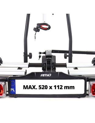 Amio – Βάση Ποδηλάτου Κοτσαδόρου TBC-02/2 για 2 E-Bike έως 60kg με Αναδίπλωση & Κλείδωμα για Ασφαλή Μεταφορά – 1 Τεμ. (02585/AM)