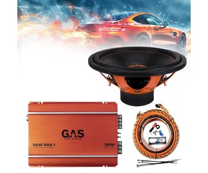 GAS-1CHPACK9 Πλήρες ηχοσύστημα μπάσου 15” Gas Audio και δώρο kit καλωδίωσης