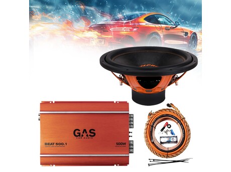 GAS-1CHPACK9 Πλήρες ηχοσύστημα μπάσου 15” Gas Audio και δώρο kit καλωδίωσης