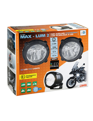 Lampa - Προβολείς Aux LED MAX LUM 2 Fog Beam 12V 2 LED 10W 740lm 6000K με Βάση Στήριξης, Στεγανότητα IP67 και Έγκριση E1 - 2 Τεμ. (9046.1-LM)