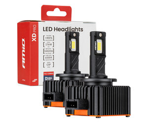 Amio - Λαμπτήρες LED Φώτων Εμπρός τύπου D8S βάση PK32d-1 τάση λειτουργίας 12V απόδοσης 176W (14424lm) XD PRO Series FULL CANBUS 6500K με ψύκτρα Plug & Play για Επιβατικά Αυτοκίνητα - 2 τεμ. (04684/AM)