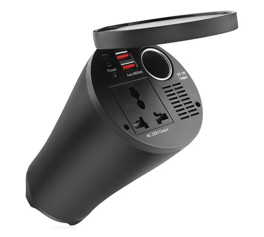 Amio - INVERTER ΠΟΤΗΡΟΘΗΚΗΣ 12>230V max150W-peak300W ΜΕ 2 USB 4800mA ΚΑΙ ΑΝΤΑΠΤΟΡΑ ΑΝΑΠΤΗΡΑ 12V - 1 τεμ. (02469/AM)