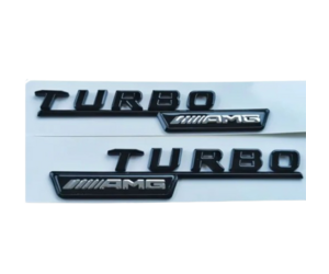 Μεταλλικά αυτοκόλλητα μαύρο/χρώμιο - TURBO AMG