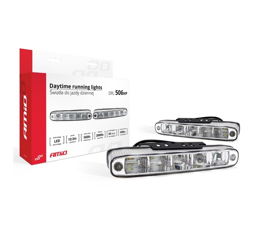 Amio – Φώτα Ημέρας DRL LED 12/24V 1000Lm για Αυξημένη Ορατότητα & Ασφάλεια σε Αυτοκίνητο & Φορτηγό – Σετ 2 Τεμ. (01522/AM)