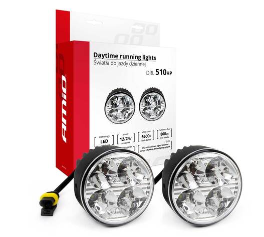 Amio – Στρογγυλά Φώτα Ημέρας DRL LED 12/24V 800Lm για Αυξημένη Ορατότητα & Ασφάλεια σε Αυτοκίνητο & Φορτηγό – Σετ 2 Τεμ. (01524/AM)