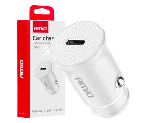 Amio - ΦΟΡΤΙΣΤΗΣ ΑΝΑΠΤΗΡΑ 12/24V ΜΕ 1 ΘΥΡΑ USB-C 20W 5V/3AQC ΤΑΧΕΙΑΣ ΦΟΡΤΙΣΗΣ ΛΕΥΚΟΣ - 1 Τεμ. (03876/AM)