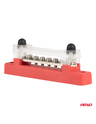 Amio - ΜΠΑΡΑ ΚΑΛΩΔΙΩΝ / ΤΕΡΜΑΤΙΚΟ 6 ΘΕΣΕΩΝ max 48V​ ΚΟΚΚΙΝΟ - 1 Τεμ. (03810/AM)