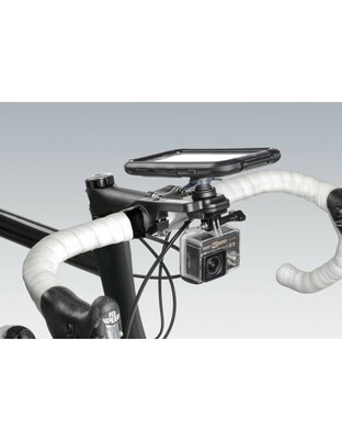 Διπλή Βάση Στήριξης Κινητού και Action Camera Combo της σειράς Optiline για Τιμόνι Ποδηλάτου με διάμετρο από 22 mm έως 31,75 mm και σύστημα Duolock, συμβατή με Θήκες ή Αντάπτορες Κινητού Optiline και Θήκες για Action Cameras