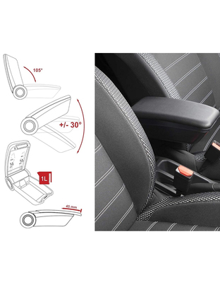 Ολοκληρωμένος Τεμπέλης Καθίσματος ARMSTER 3 PLUG & PLAY για Renault Express Van LHD 2021+ (με Εργοστασιακό Υποβραχιόνιο) από Πλαστικό και Vegan Δέρμα σε Μαύρο Χρώμα RATI - 1 τεμ.