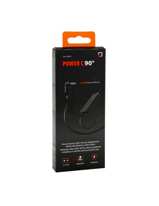Καλώδιο Φόρτισης Κινητού Power C 90° 12/24V 30W της σειράς Optiline με USB Type C Power Delivery, Καλώδιο 180 cm, Βύσμα SAE και Ακροδέκτες, Ασφάλεια, Αδιαβροχοποίηση IPX6, συμβατό με Βάσεις Στήριξης, Θήκες ή Αντάπτορες Κινητού Optiline
