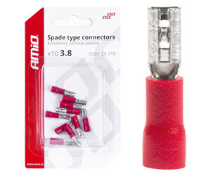 Amio - ΦΙΣΑΚΙΑ ΘΗΛΥΚΑ ΚΟΚΚΙΝΑ FDD1 1,25-110 /10A/ 3,8mm ΑΜΟ - 10 ΤΕΜ. (03060/AM)