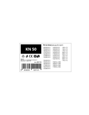 Amio - Αλυσίδες Χιονιού 12mm KN-50 για Σταθερή Πρόσφυση σε Χιόνι & Πάγο με Ανθεκτική Κατασκευή για Ασφαλή Οδήγηση σε Δύσκολες Συνθήκες - 1 Σετ (02110/AM)