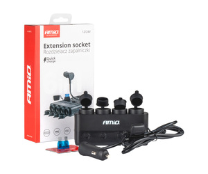 Amio - ΑΝΤΑΠΤΟΡΑΣ ΑΝΑΠΤΗΡΑ ΤΕΤΡΑΠΛΟΣ 12/24V 216W MAX ΜΕ 2 ΘΥΡΕΣ USB PD30W/QC3.0 - 1 Τεμ. (04175/AM)