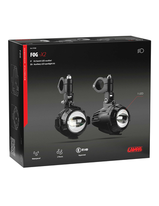 Lampa - Προβολείς Ομίχλης Moto FOG-X2 12V 30W 2100lm 6000-6500K Φ71mm 1 LED Αδιάβροχοι IP68 με Καλωδίωση και Βάσεις Φ38-39mm - Σετ 2 Τεμ. (9158.2-LM)