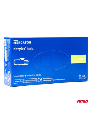 Amio - ΓΑΝΤΙΑ ΝΙΤΡΙΛΙΟΥ MERCATOR NITRYLEX BASIC ΣΕ ΜΠΛΕ ΧΡΩΜΑ SMALL (S) - 100 ΤΕΜ. (MER02956/AM)