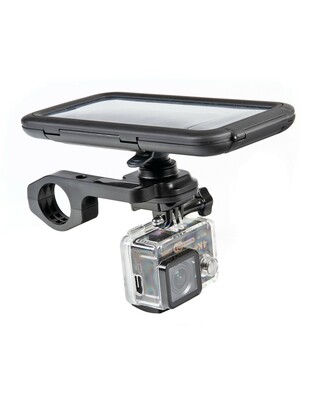 Διπλή Βάση Στήριξης Κινητού και Action Camera Combo της σειράς Optiline για Τιμόνι Ποδηλάτου με διάμετρο από 22 mm έως 31,75 mm και σύστημα Duolock, συμβατή με Θήκες ή Αντάπτορες Κινητού Optiline και Θήκες για Action Cameras