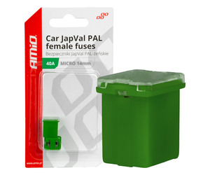 Amio - ΑΣΦΑΛΕΙΕΣ JapVal PAL ΜICRO 14mm ΘΗΛΥΚΕΣ 40A ΣΕ ΠΡΑΣΙΝΟ ΧΡΩΜΑ - 2 Τεμ. (03454/AM)