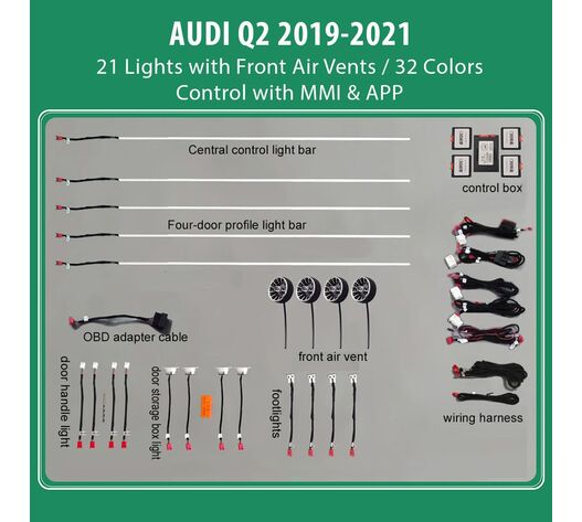 DIQ AMBIENT AUDI Q2 mod. 2017-2025 (Digital iQ Ambient Light for Audi Q2 mod. 2017-2025 with 21 Lights)