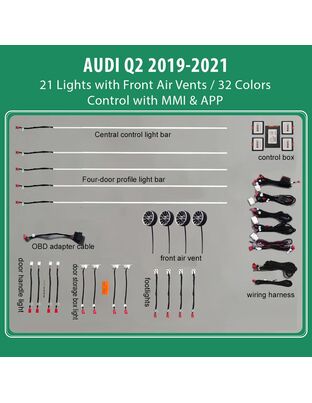 DIQ AMBIENT AUDI Q2 mod. 2017-2025 (Digital iQ Ambient Light for Audi Q2 mod. 2017-2025 with 21 Lights)