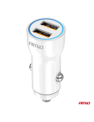 Amio - ΦΟΡΤΙΣΤΗΣ ΑΝΑΠΤΗΡΑ 12/24V ΜΕ 2 ΘΥΡΕΣ 2xUSB 10.5W 5V/2.1A ΛΕΥΚΟΣ - 1 Τεμ. (03879/AM)