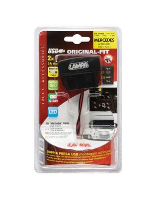 MERCEDES ACTROS MP3 08-13 ΑΝΤΑΠΤΟΡΑΣ ΔΙΠΛΟΣ USB 12/24V 3A ΜΕ ΚΑΛΩΔΙΟ 15cm