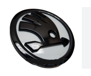 Σήμα 90mm άσπρο/μαύρο γυαλιστερό - Skoda
