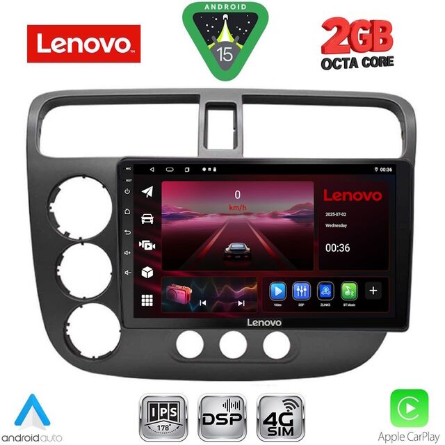 LENOVO LVF 5187_CPA (9inc) MULTIMEDIA TABLET for HONDA CIVIC 4D mod. 2001-2006