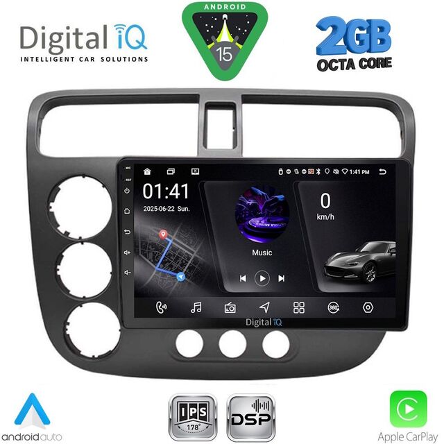 DIGITAL IQ RSF 4187_CPA (9inc) MULTIMEDIA TABLET for HONDA CIVIC 4D mod. 2001-2006