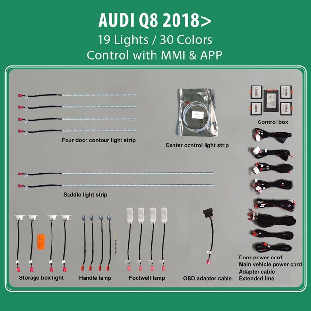 DIQ AMBIENT AUDI Q8 mod. 2018> (Digital iQ Ambient Light for Audi Q8 mod. 2018> with 19 Lights)