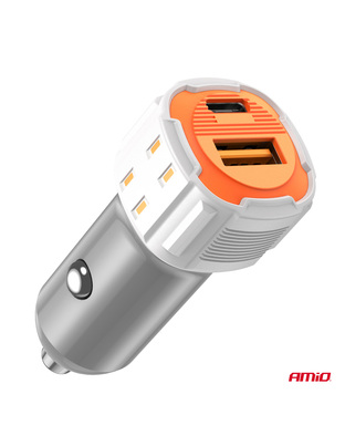 Amio - ΦΟΡΤΙΣΤΗΣ ΑΝΑΠΤΗΡΑ 12/24V ΜΕ 2 ΘΥΡΕΣ USB-C+USB 38W 5V/3AQC ΤΑΧΕΙΑΣ ΦΟΡΤΙΣΗΣ ΛΕΥΚΟΣ - 1 Τεμ. (03883/AM)