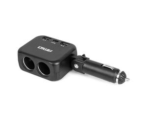 Amio - ΑΝΤΑΠΤΟΡΑΣ ΑΝΑΠΤΗΡΑ 12/24V 100W ΜΑΥΡΟΣ/2 ΘΕΣΕΙΣ/1xUSB-A+1xUSB-C/ΠΕΡΙΣΤΡΟΦΗ 180 ΜΟΙΡΩΝ - 1 ΤΕΜ. (04357/AM)